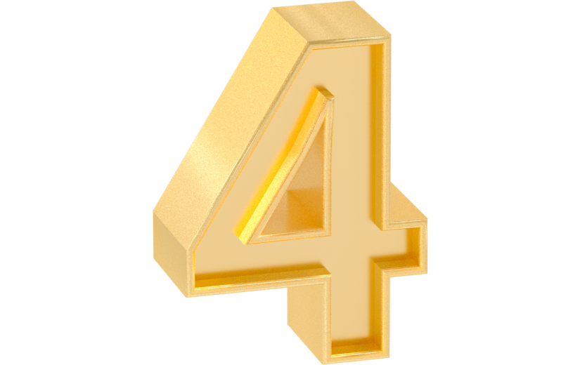 元素3D立体金色鎏金数字4