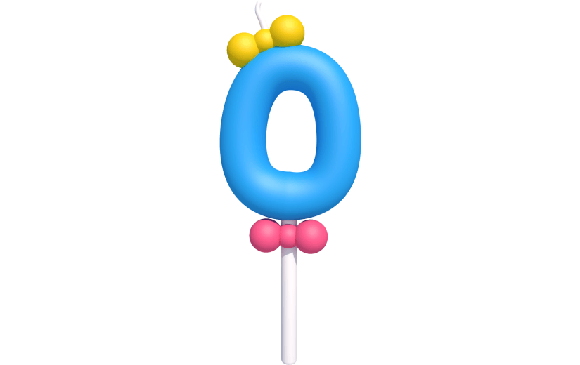 元素卡通3D数字生日蜡烛