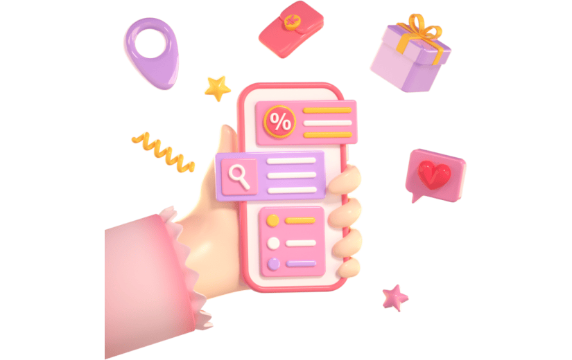 3D立体卡通创意网上购物促销活动元素
