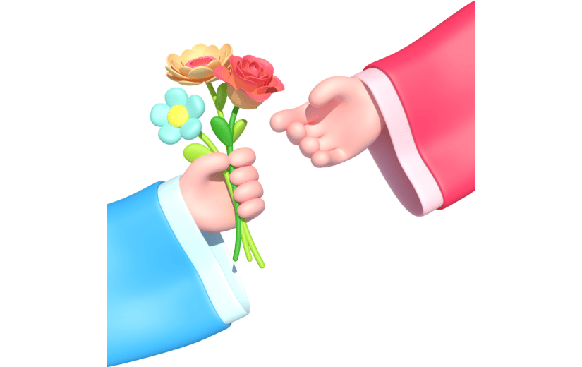 元素卡通3D古风七夕送花