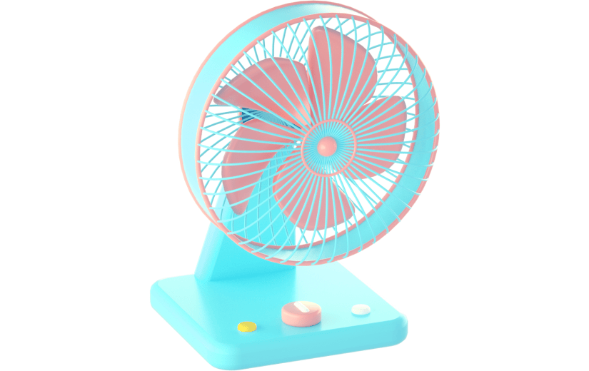 3D立体卡通夏日小风扇元素