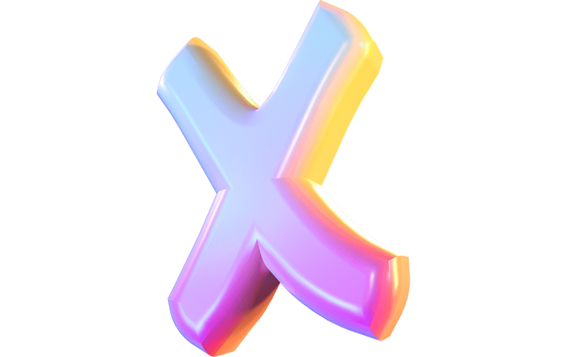 渐变风字母X立体3D元素
