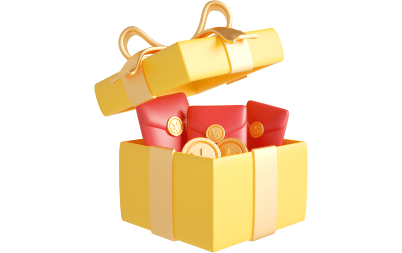 元素C4D立体黄色质感新年红包礼盒