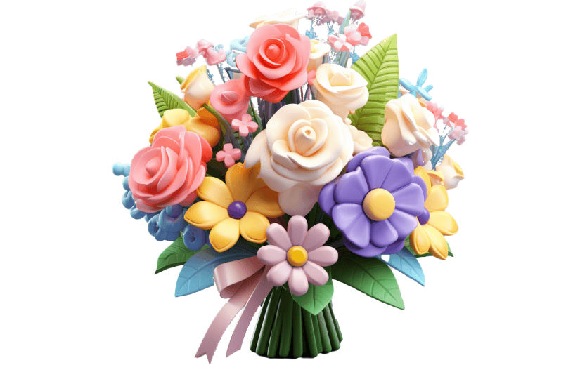 3D风格美丽鲜花花束宣传3D元素