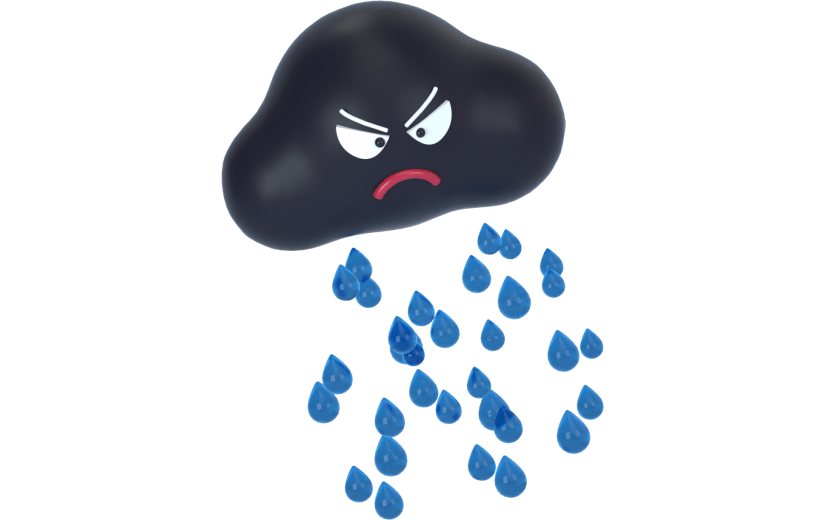 3d创意暴雨预警乌云大雨天气