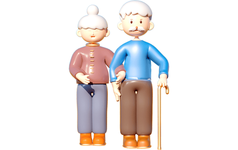 简约风重阳节老人夫妻3D元素