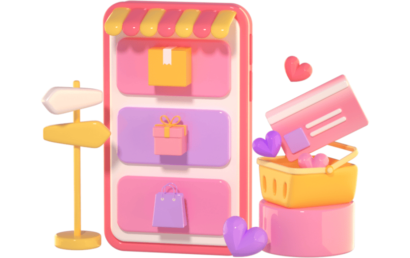 3D立体卡通创意网上购物促销活动元素