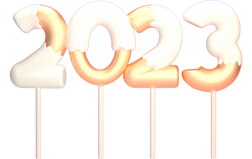 C4D金色质感2023数字蜡烛3D元素
