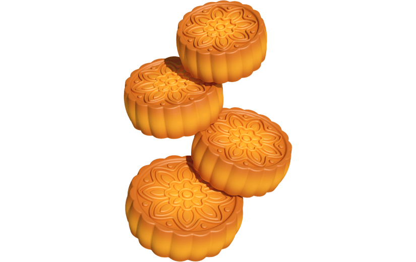 元素卡通3D中秋节月饼组合