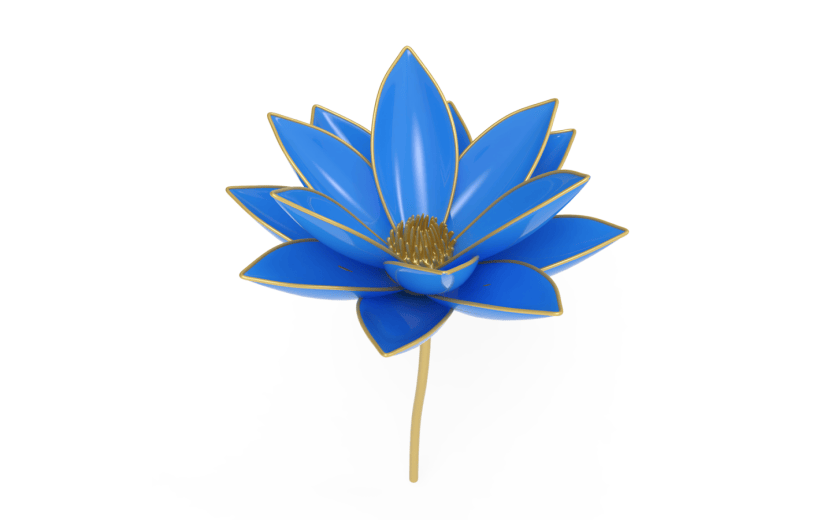 元素3D立体蓝色金边莲花
