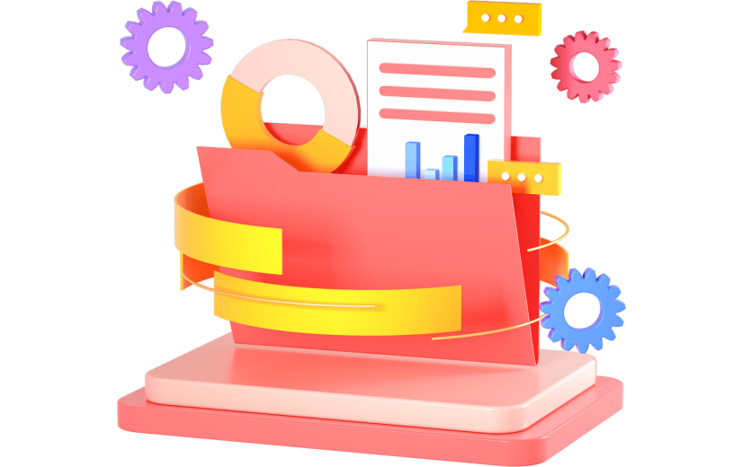 粉色文件夹数据图标3D元素