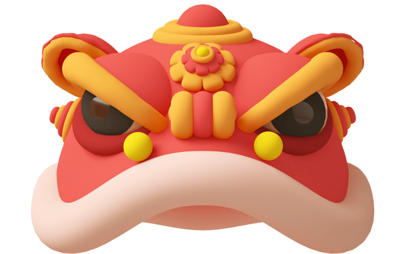 元素C4D立体红色卡通狮子头