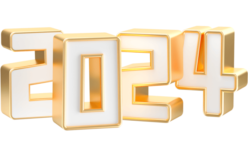 元素3D立体金色数字2024