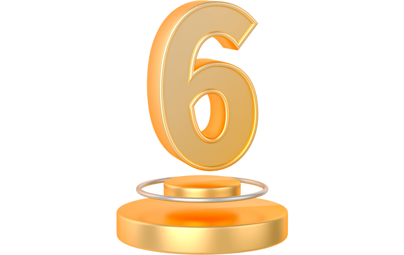 元素3D立体金色倒计时数字6
