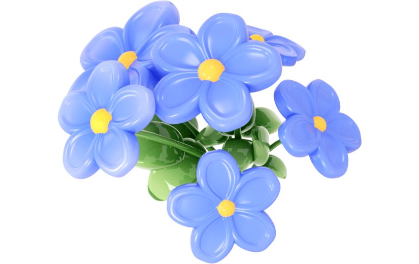 元素3D 花束小蓝花