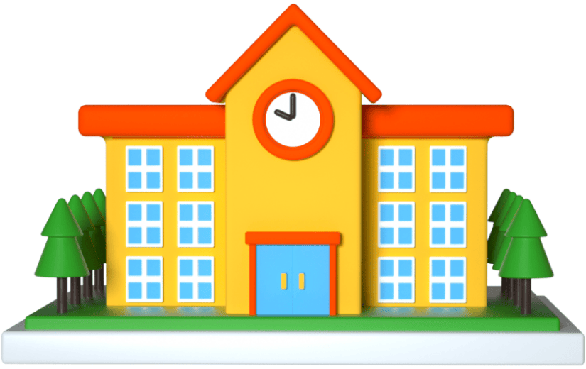 元素3D卡通幼儿园学校建筑