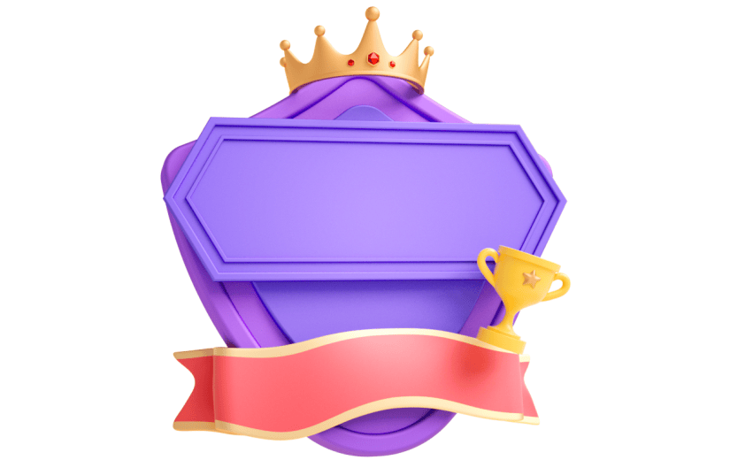 元素C4D立体紫色创意皇冠标题框