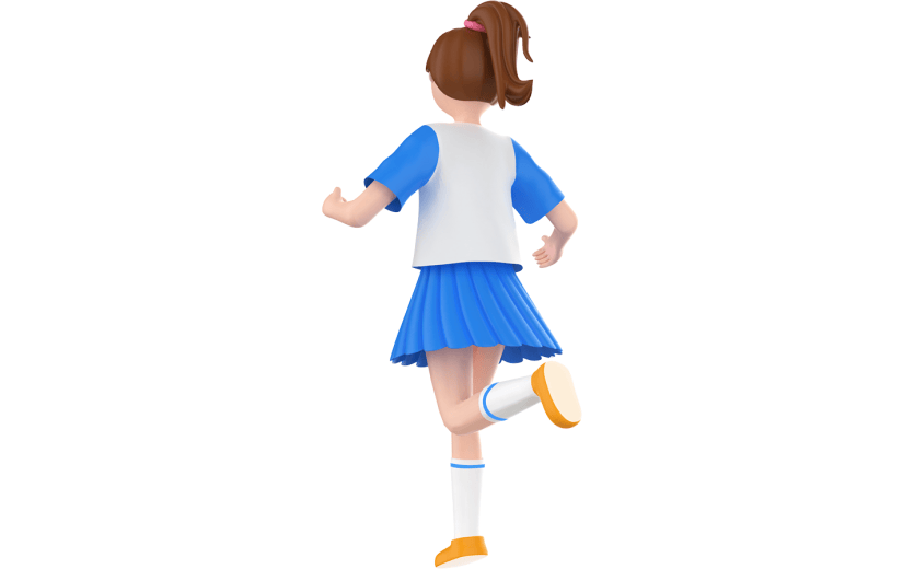 元素3D立体奔跑校服女孩学生背影人物元素