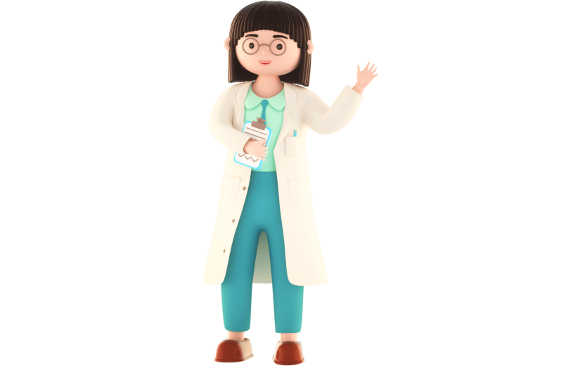 3D立体卡通拿着本子挥手的医生人物元素