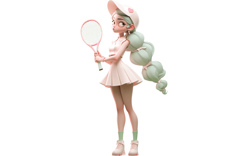 元素3D立体卡通创意网球女孩