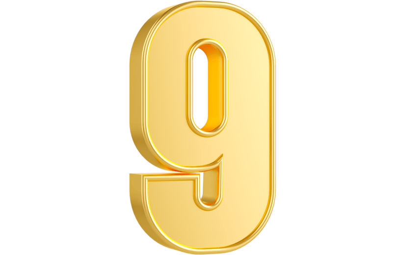 元素3D金属数字9