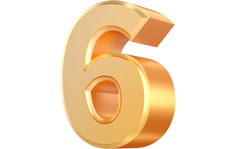 元素3D立体金色倒计时数字6