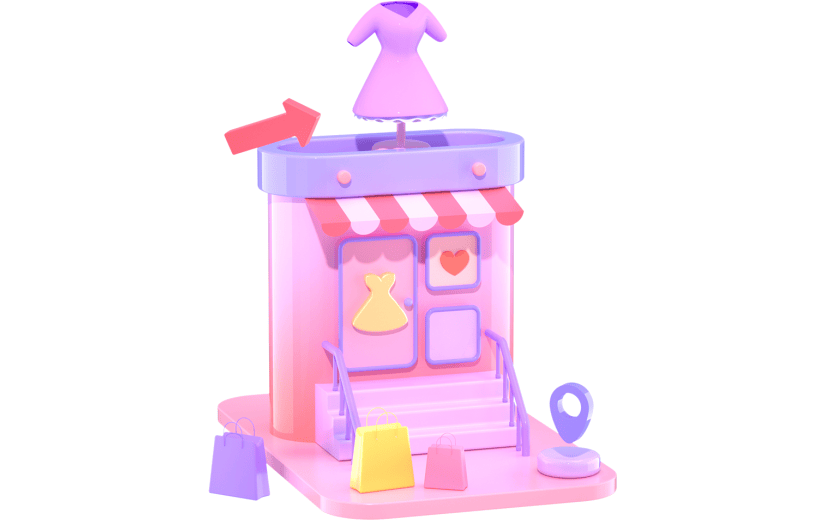 3D立体卡通服饰购物商店元素