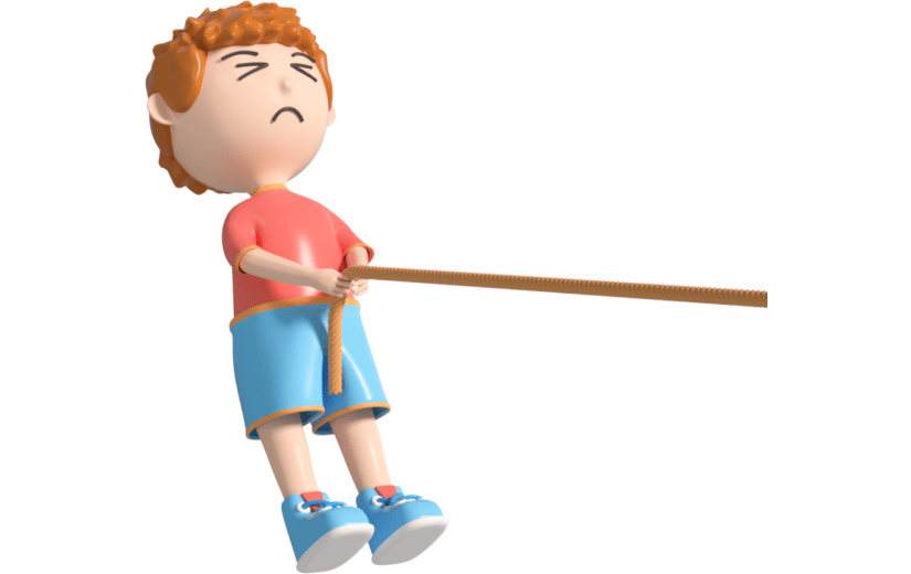 元素3D电商装饰物拔河卡通人物