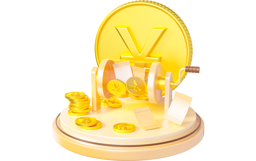 3D元素卡通金融金币抽奖机