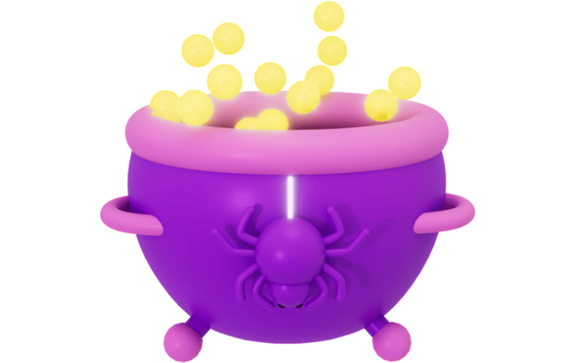 3D元素万圣节魔法药罐