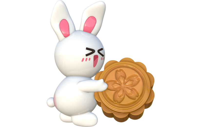 3D立体小兔子抱月饼
