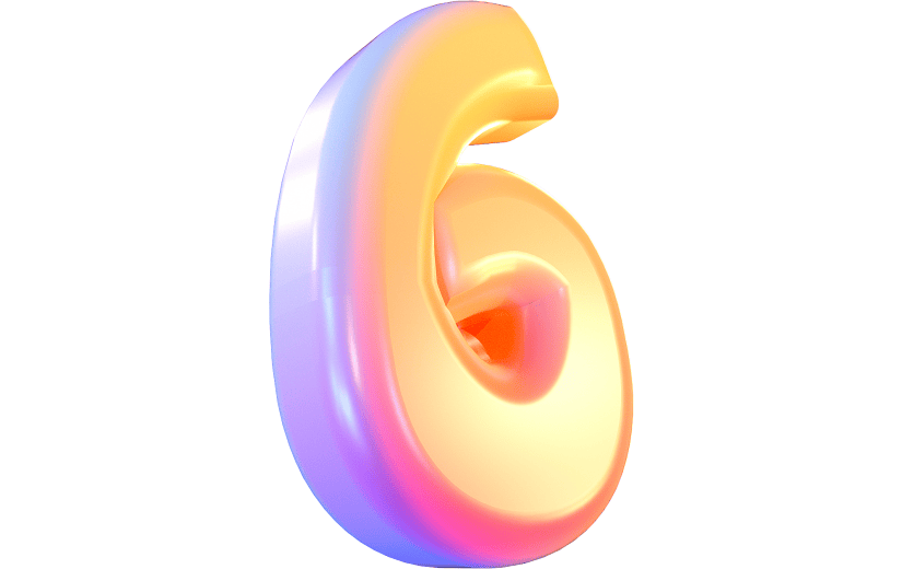 渐变风数字6立体3D元素