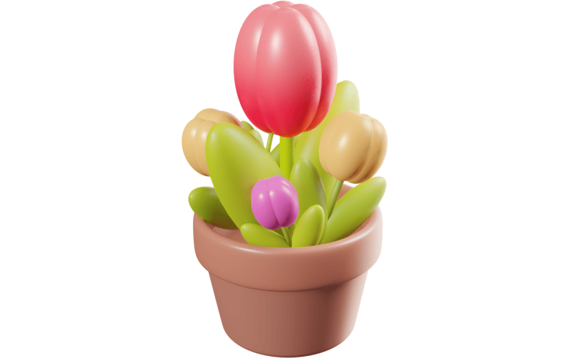 元素   Blender立体  彩色   3D   生活房屋场景   郁金香盆花