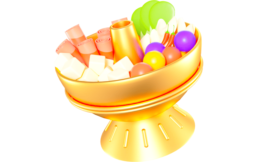 3D元素卡通美食火锅