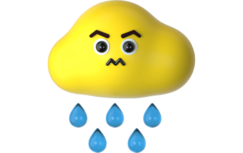 3d创意暴雨黄色预警拟人云彩