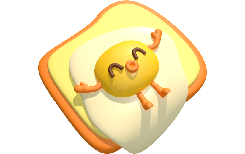 元素卡通3D拟态鸡蛋面包