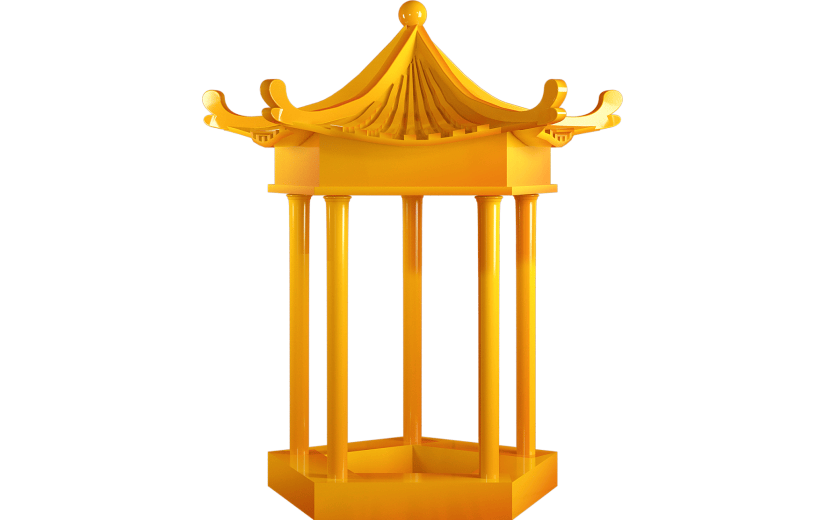 C4D中国风古建筑亭子3D元素