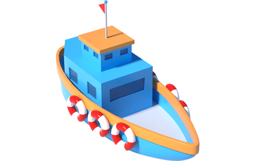 3d创意蓝色小船小舟