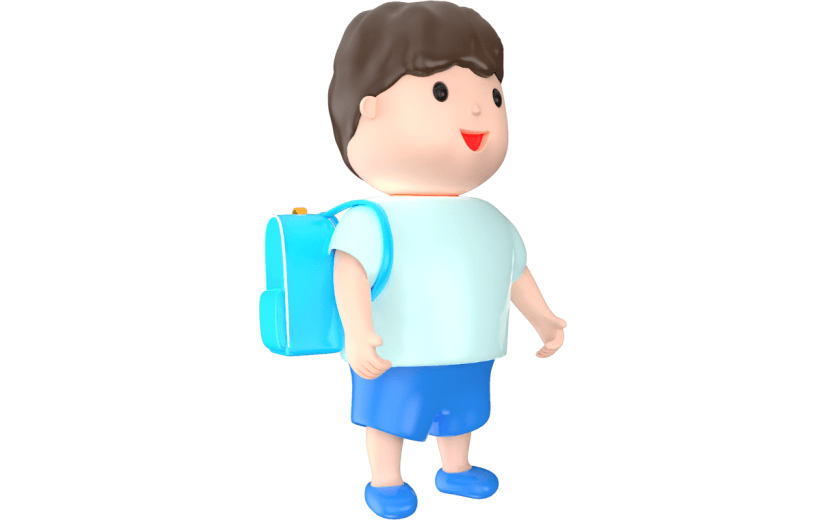 元素3D立体开学季上学小男孩