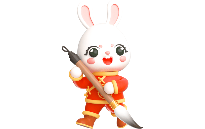 元素卡通3D年味兔子
