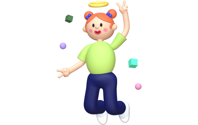 3D立体人物潮流女孩跳跃