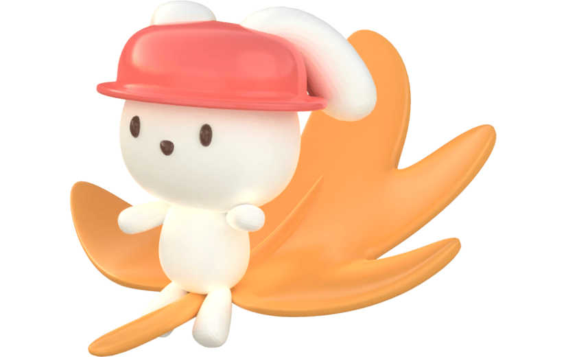 元素3D立体秋天落叶小兔子