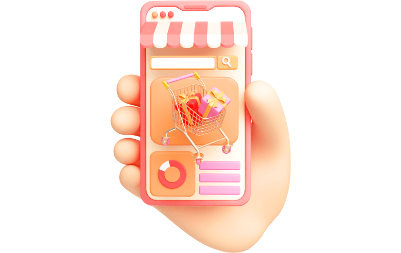 元素卡通3D手拿手机