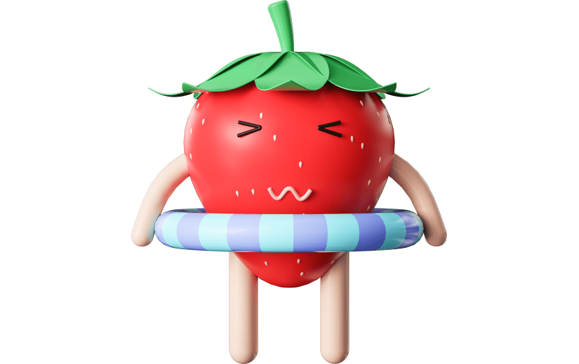 元素 C4D准备去游泳的草莓