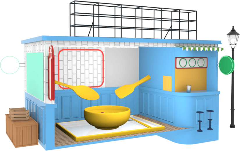 c4d蓝色面店面馆3d店铺3d元素