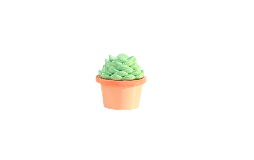 C4D绿色清新多肉盆栽植物3D元素