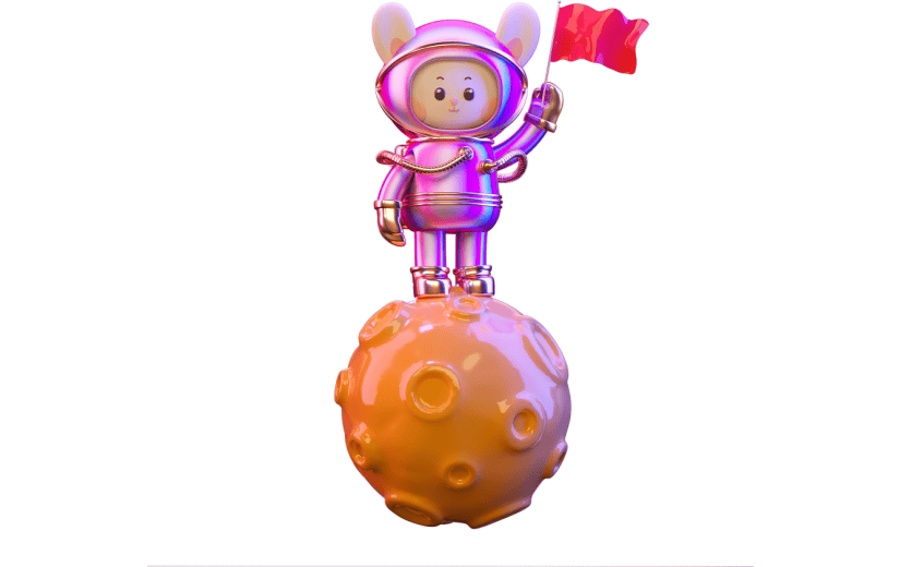 C4D紫色赛博朋克风宇航员3D元素