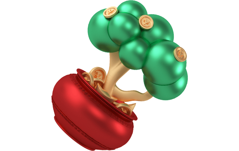创意3d立体创意发财树元素