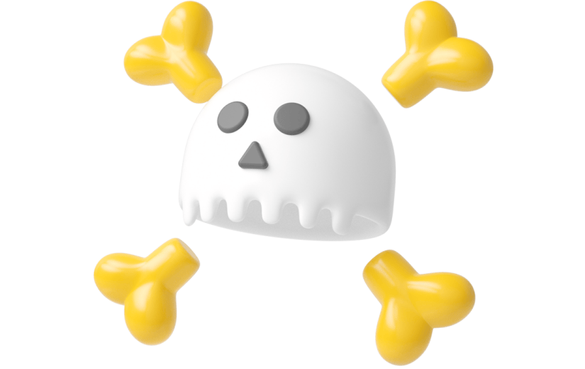 元素C4D立体白色卡通万圣节骷髅有毒