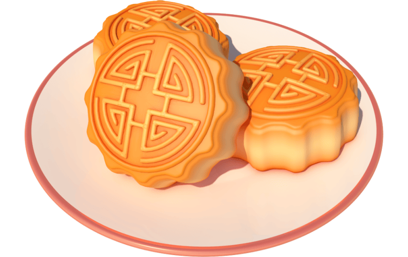 元素卡通3D中秋节月饼